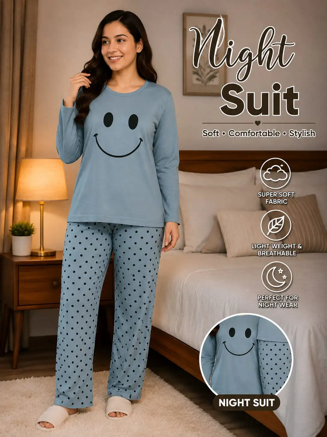 Premium China Jersey Night Suit – Imported Fabric 2PC