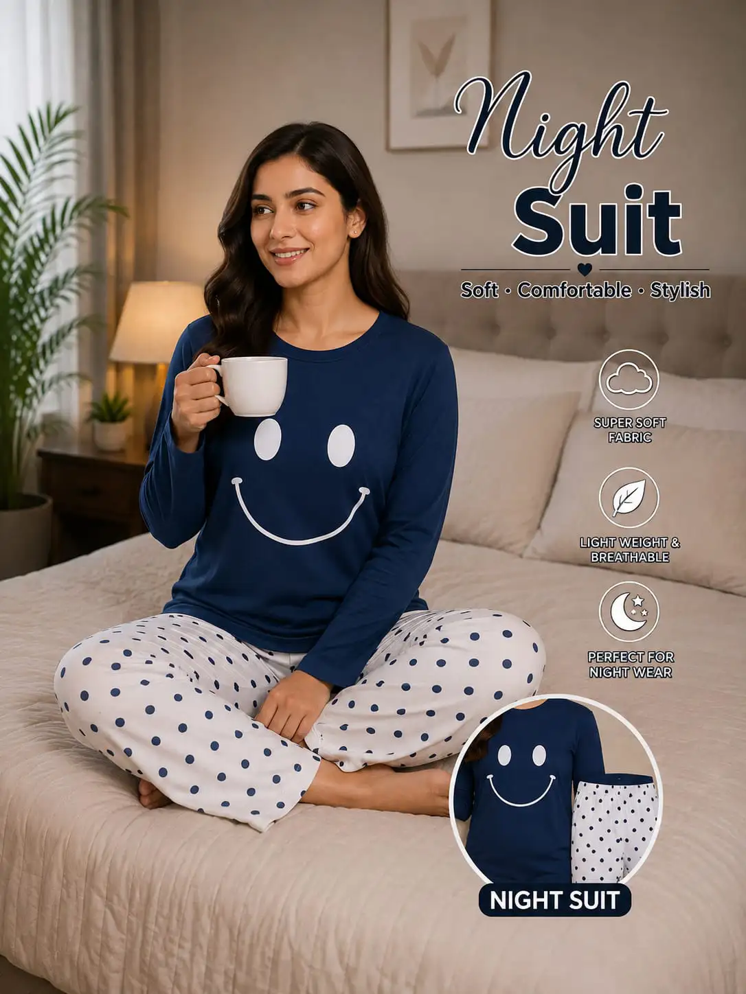 Premium China Jersey Night Suit – Imported Fabric 2PC