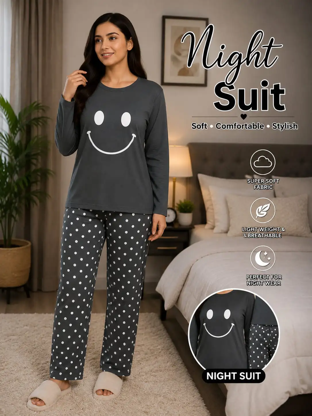 Premium China Jersey Night Suit – Imported Fabric 2PC