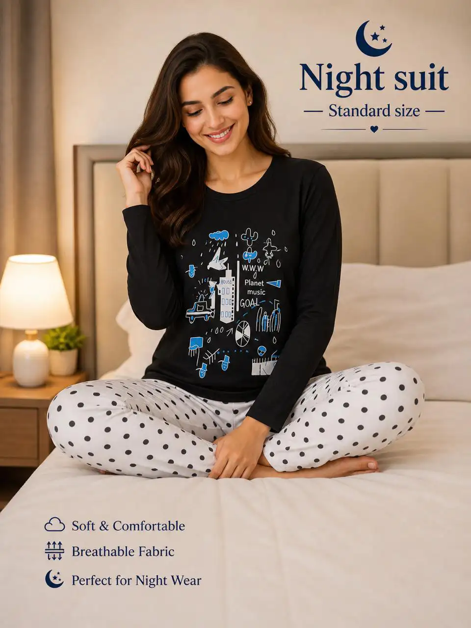 Premium China Jersey Night Suit – Imported Fabric 2PC