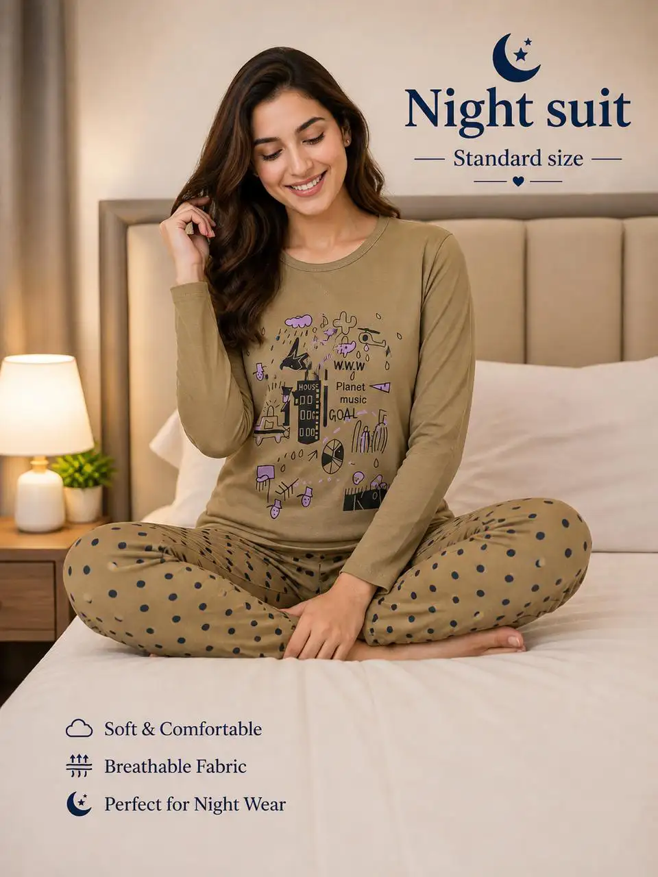 Premium China Jersey Night Suit – Imported Fabric 2PC