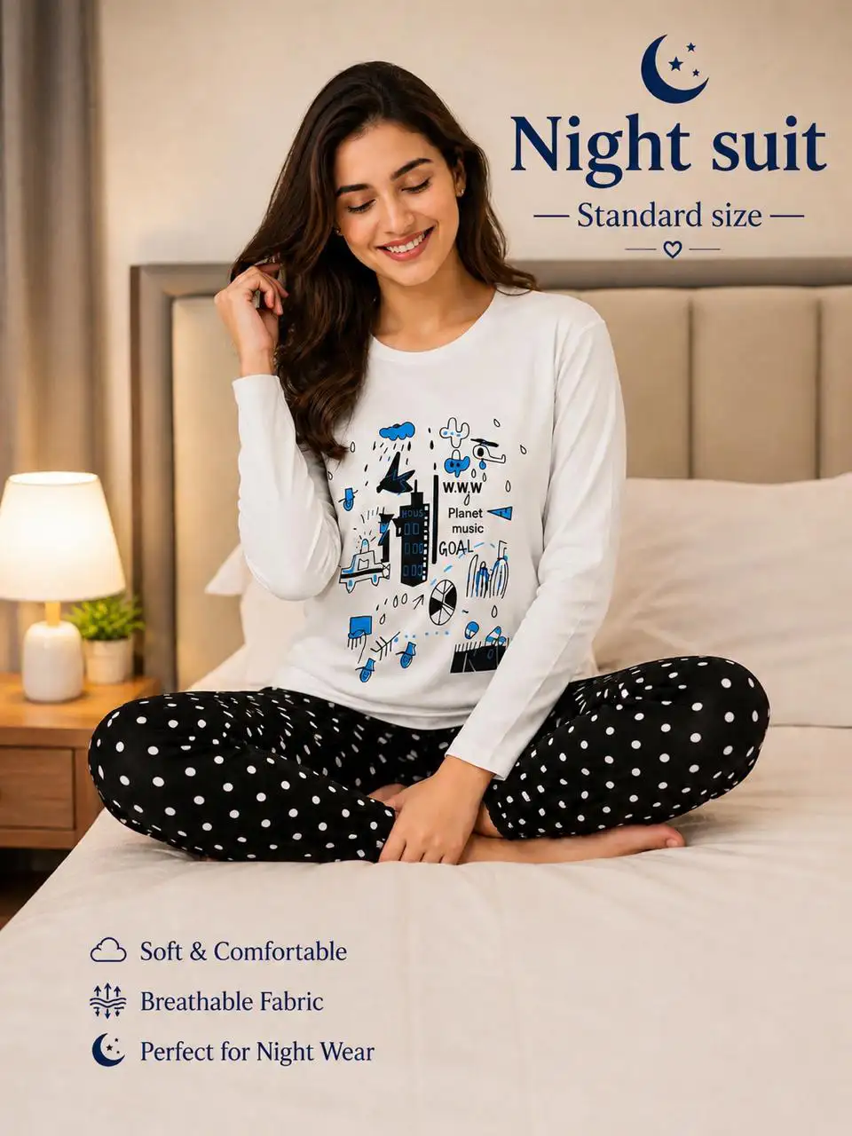 Premium China Jersey Night Suit – Imported Fabric 2PC