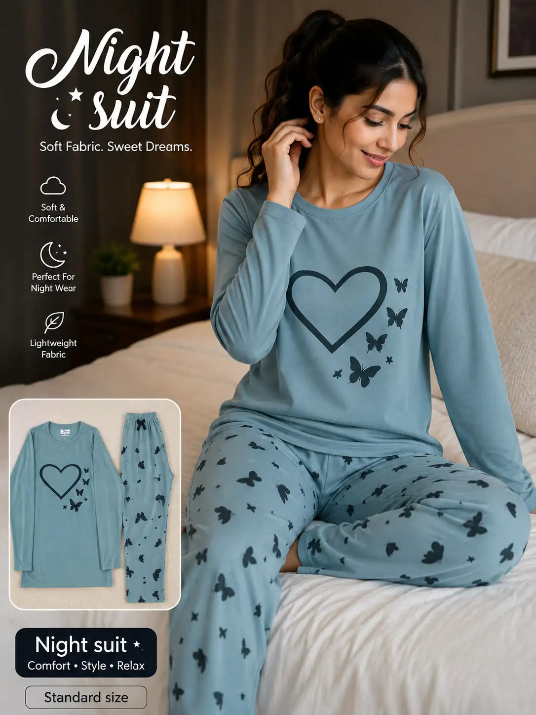 Premium China Jersey Night Suit – Imported Fabric 2PC